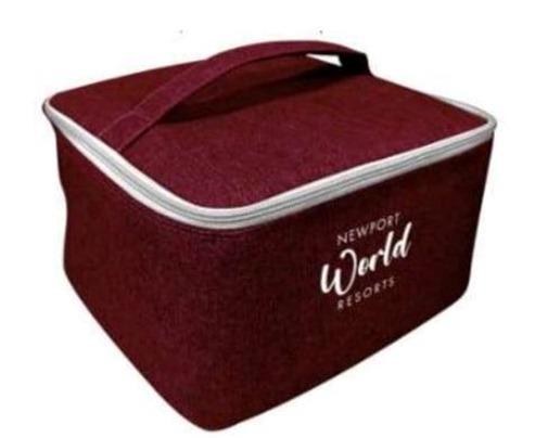 Maroon insulated hamper cooler with resort branding
