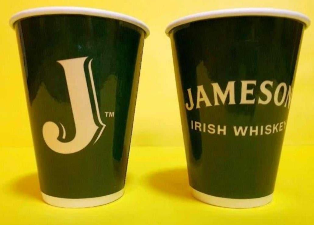 Branded reusable bar cups in brand colours
