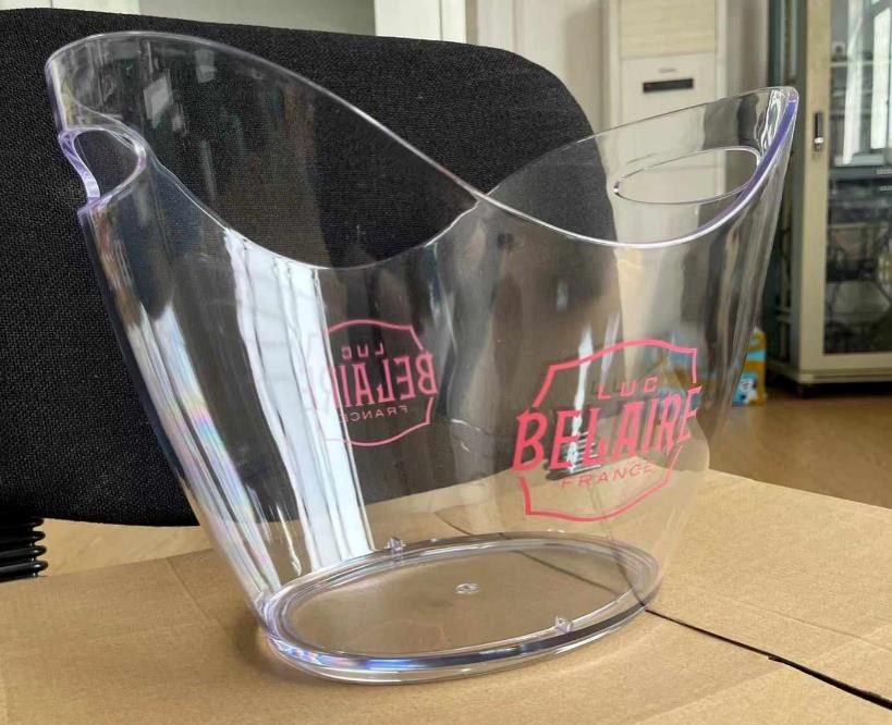 Acrylic branded ice bucket for bar service